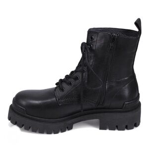 Miz Mooz Black Leather Platform Combat Boot 7.5 EU 38